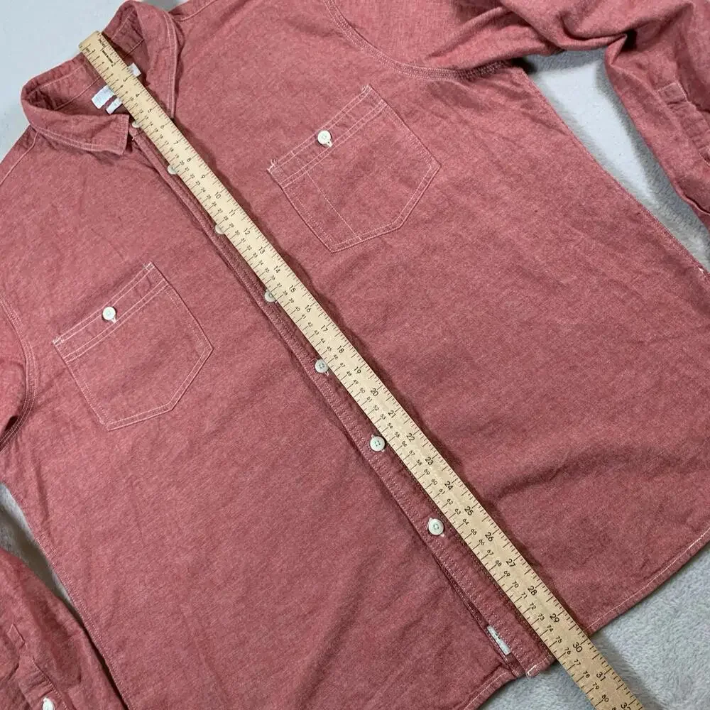 Lucky Brand Shirt‎ Mens XL Red Long Sleeve 100% Linen GI 2 Chest Pockets Classic